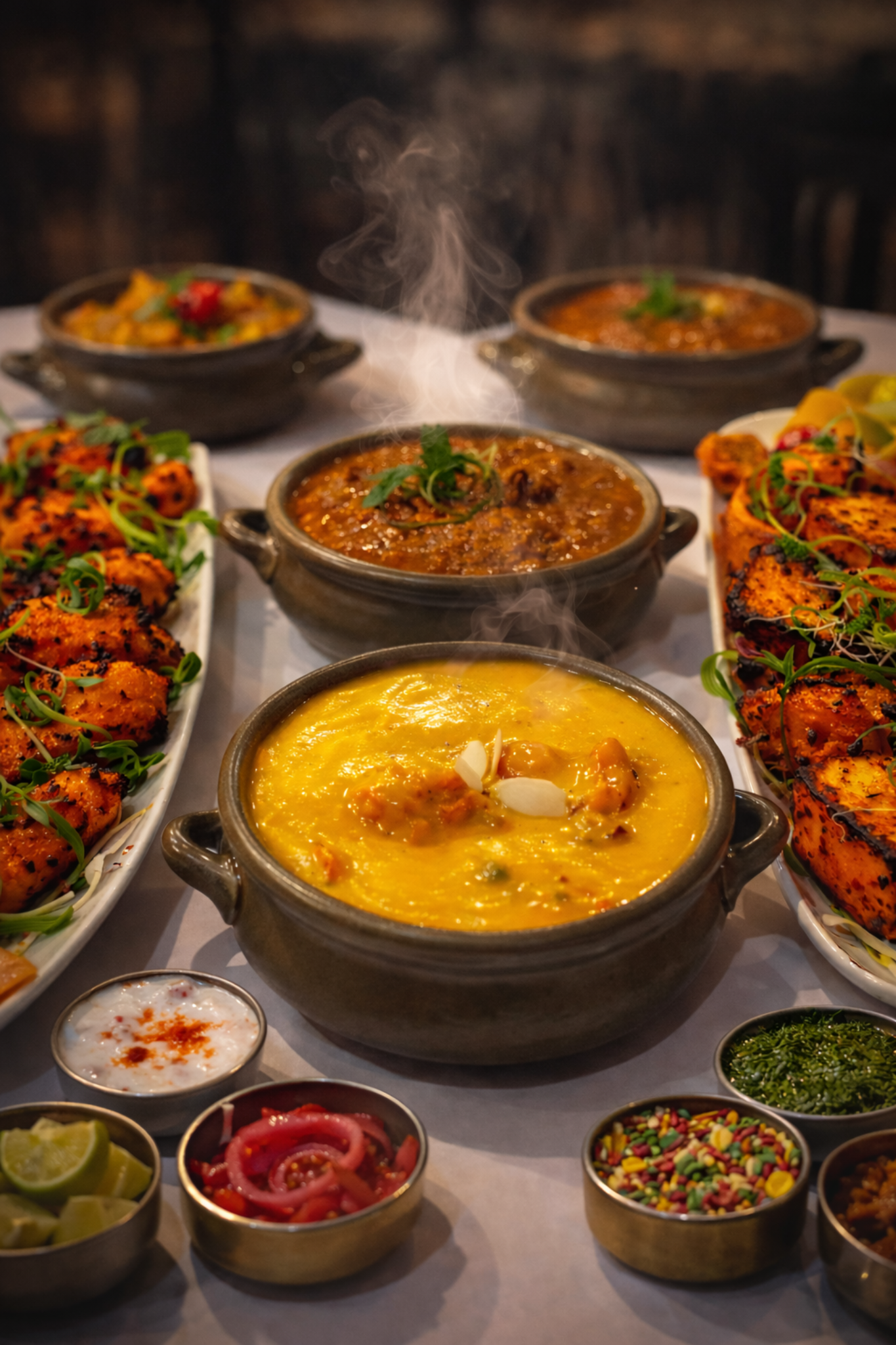 Top view of Indian takeaway dishes in Tuggerah